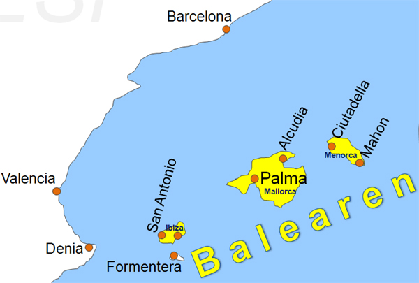Karte Fhren von und nach Playa de Figueretes