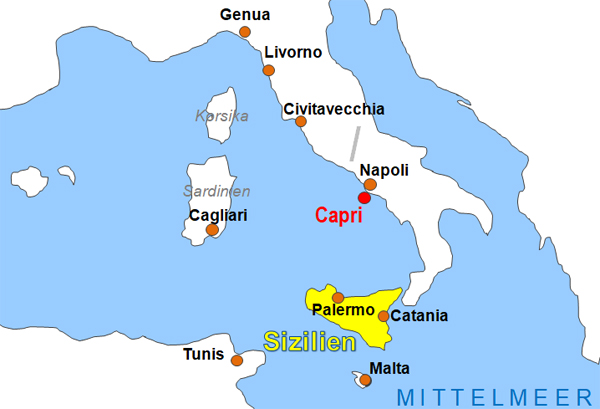 Karte Fhren von und nach Capri