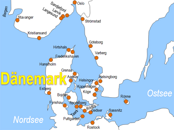 Karte Fhren von und nach Kopenhagen