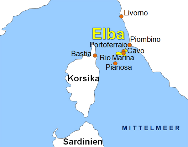 Karte Fhren von Piombino nach Rio Marina