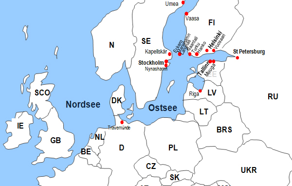 Karte Fhren von und nach Finnland