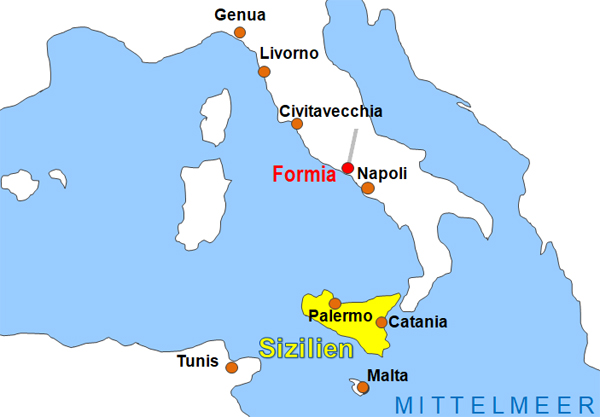 Karte Fhren von und nach Formia