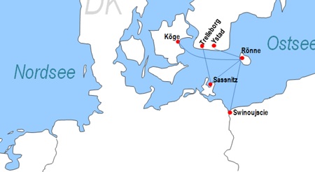 Karte F�hren nach Bornholm
