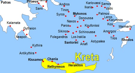 Karte F�hren nach Kreta