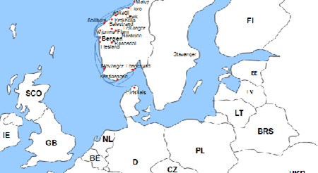 Karte F�hrverbindungen mit der Reederei Norled