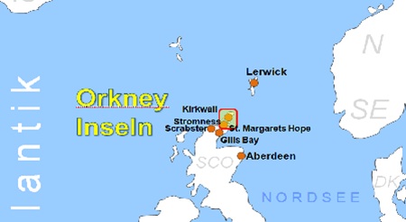 Karte F�hren zu den Orkney Inseln