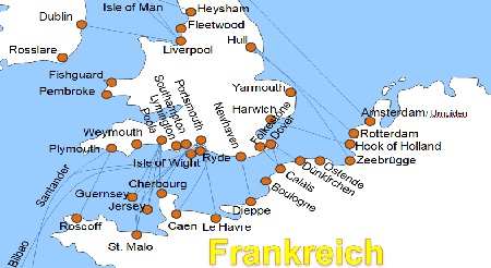 Karte F�hrverbindungen mit der Reederei Wightlink