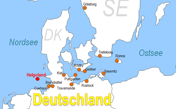 Karte Fhren von und nach Helgoland