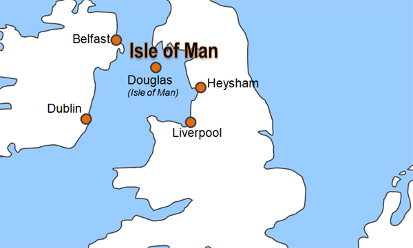 Karte Fhren von Heysham nach Douglas
