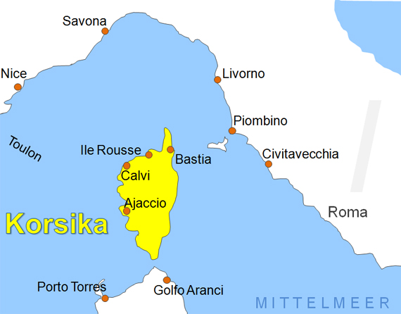 Karte Fhren von Savona nach Calvi