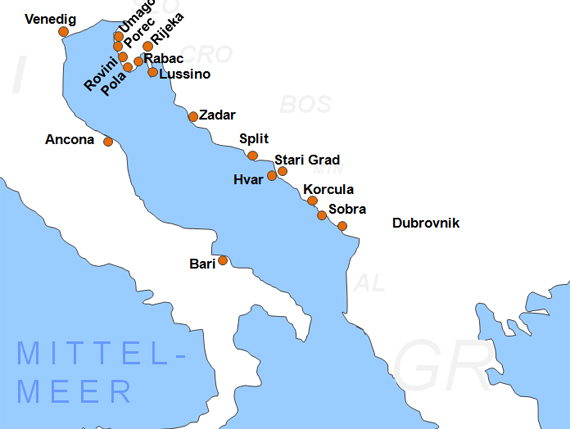 Karte Fhren von und nach Zadar