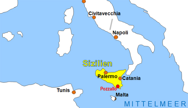 Karte Fhren von und nach Pozzallo