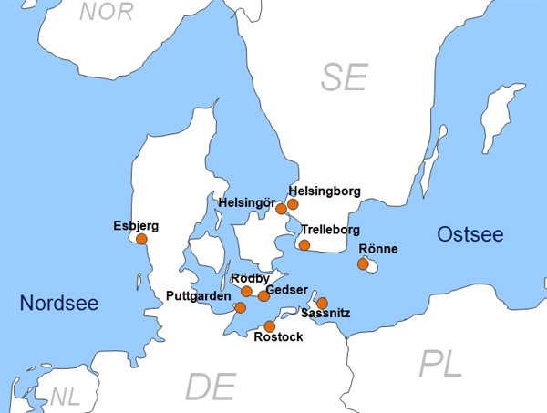 Karte Fhren Scandlines Reederei Fhrgesellschaft Fhrlinien Fhrstrecken