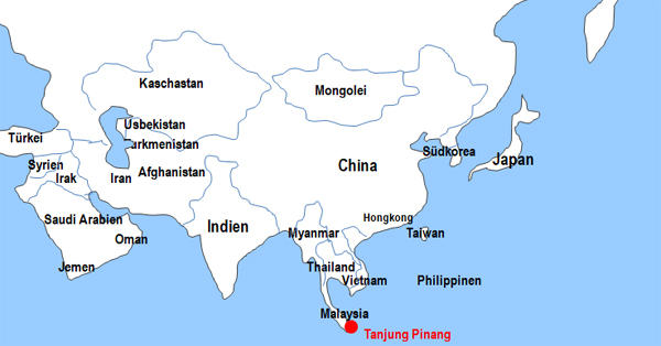 Karte Fhren von und nach Tanjung Pinang