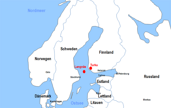 Karte Fhren von Turku nach Langns