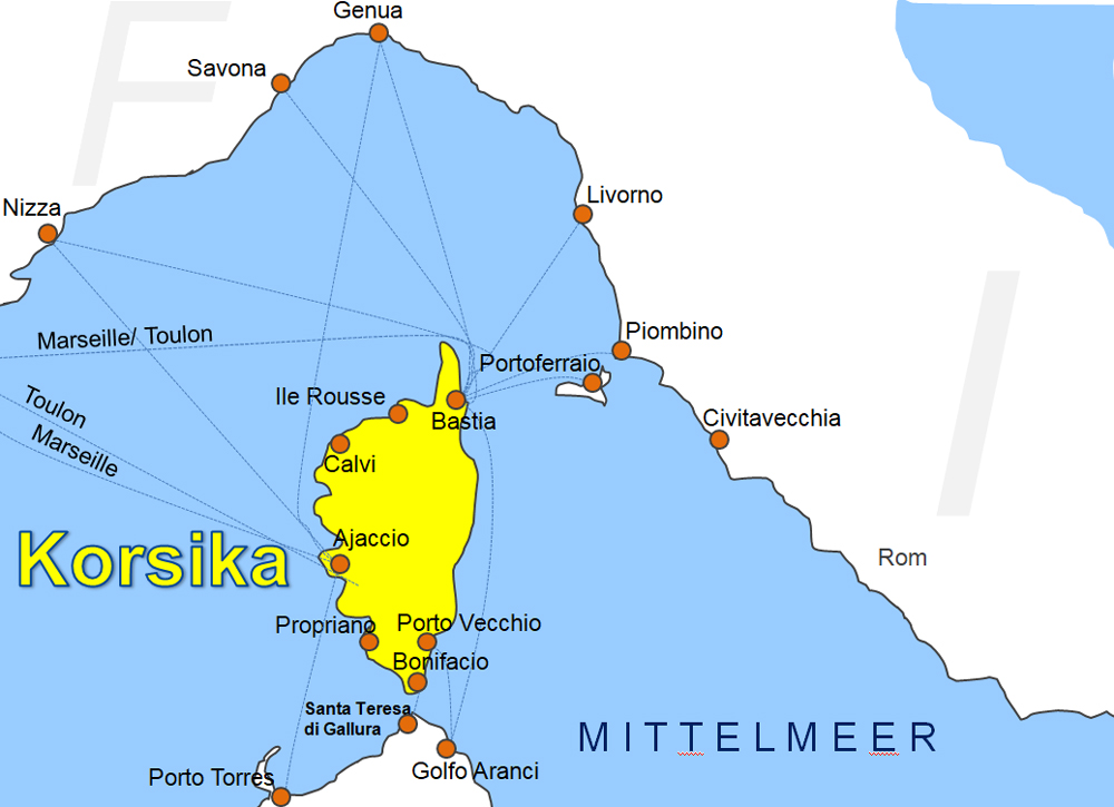 Karte Fähren in der Nordsee, Ostsee und im Mittelmeer online buchen