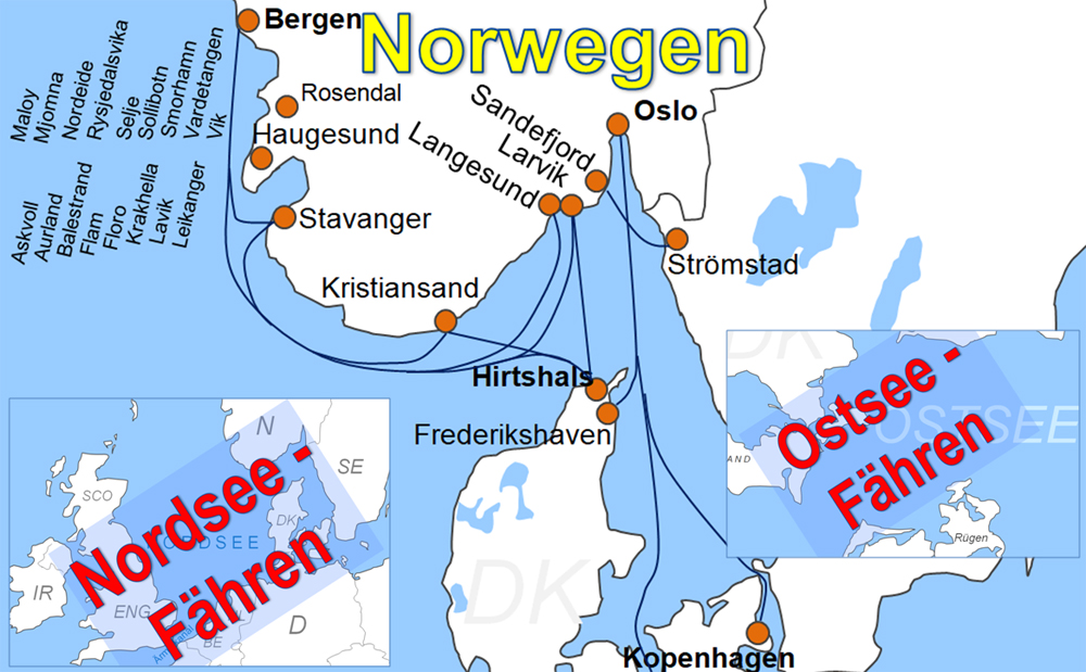 Karte F�hren in der Nordsee, Ostsee und im Mittelmeer online buchen
