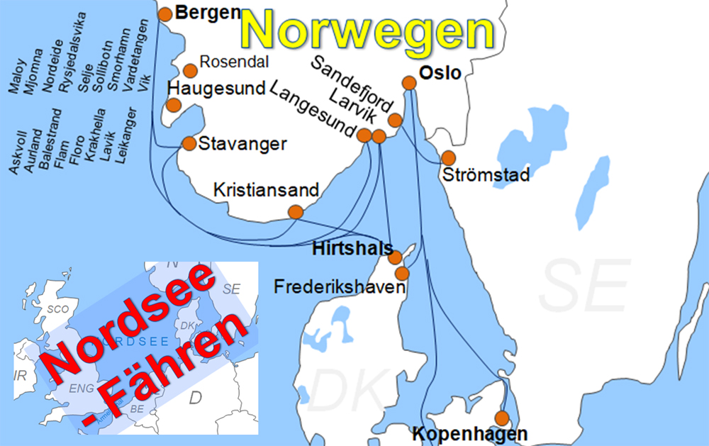Karte Fähren in der Nordsee, Ostsee und im Mittelmeer online buchen