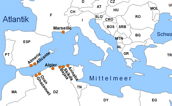 Karte Fhren von und nach Oran