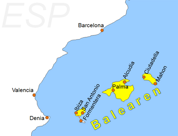 Karte Fhren von Denia nach Palma de Mallorca