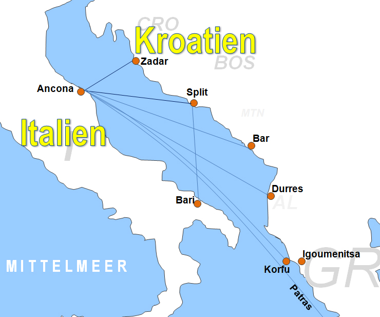 Karte Fhren von und nach Bar