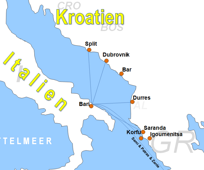 Karte Fhren von und nach Bari