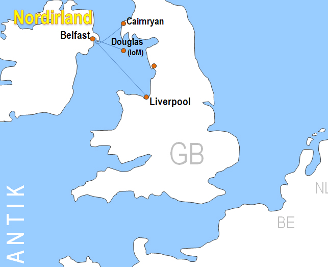 Karte Fhren von und nach Belfast