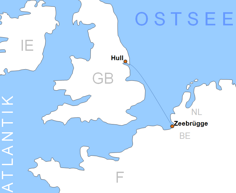 Karte Fhren Belgien Zeebrgge Fhrstrecken Fhrlinien Fhrberfahrten
