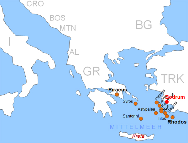 Karte Fhren von und nach Bodrum