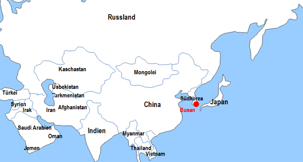 Karte Fhren von und nach Busan