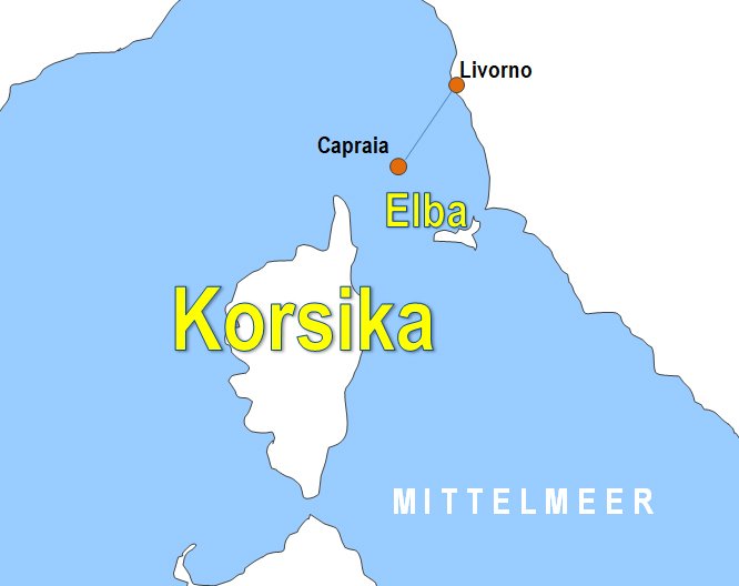 Karte Fhren von und nach Capraia