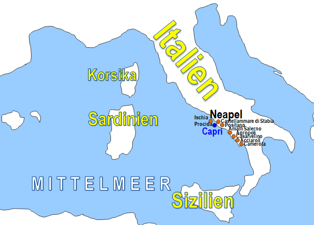 Karte Fhren von und nach Capri