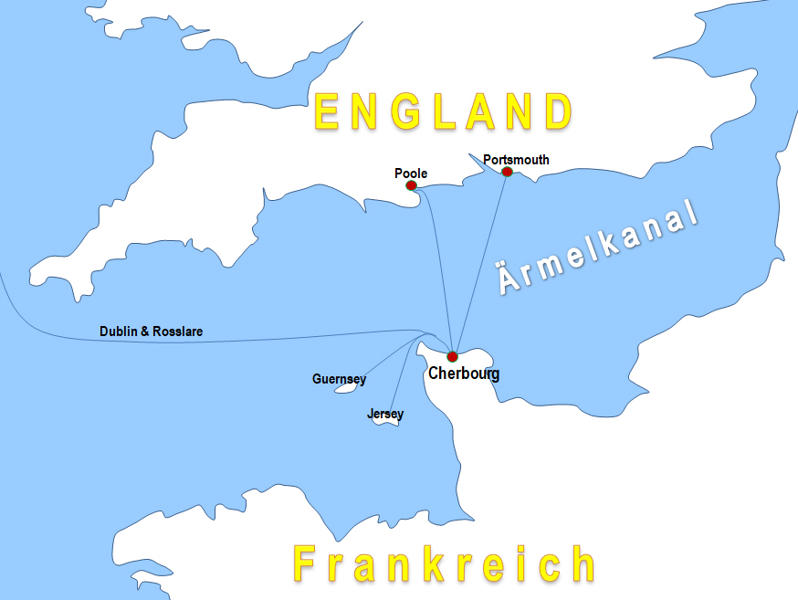 Karte Fhren von und nach Cherbourg
