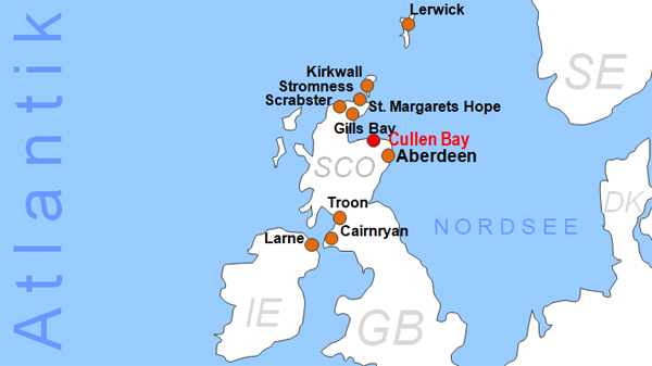 Karte Fhren von und nach Cullen Bay