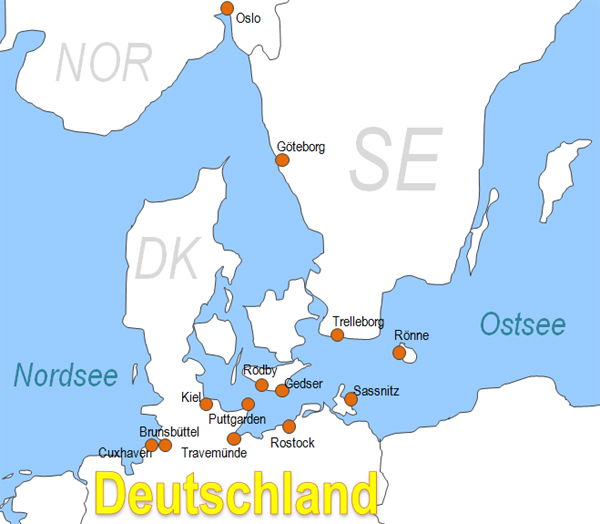 Karte Fhren von und nach Kiel