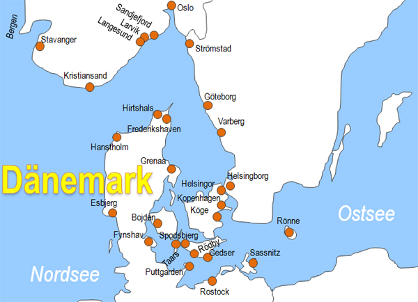 Karte Fähren Dänemark Fährstrecken Fährlinien Fährüberfahrten