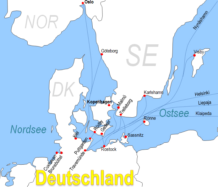 Karte Fhren von und nach Rnne
