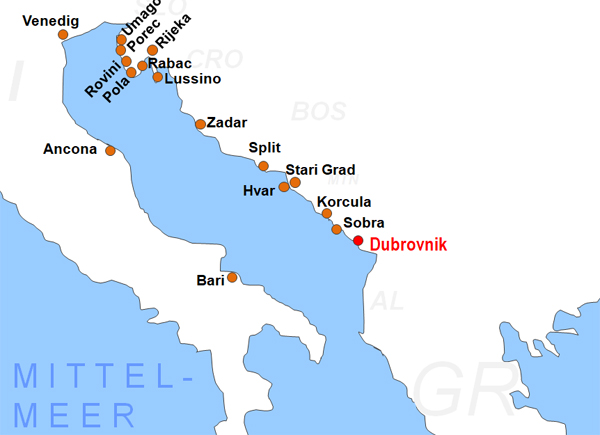 Karte Fhren von und nach Dubrovnik
