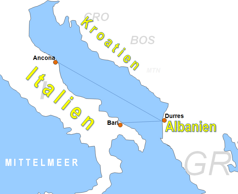 Karte Fhren von und nach Durres