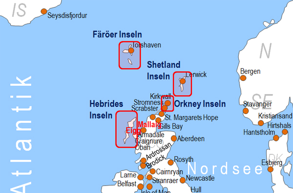 Karte Fhren von Eigg nach Mallaig