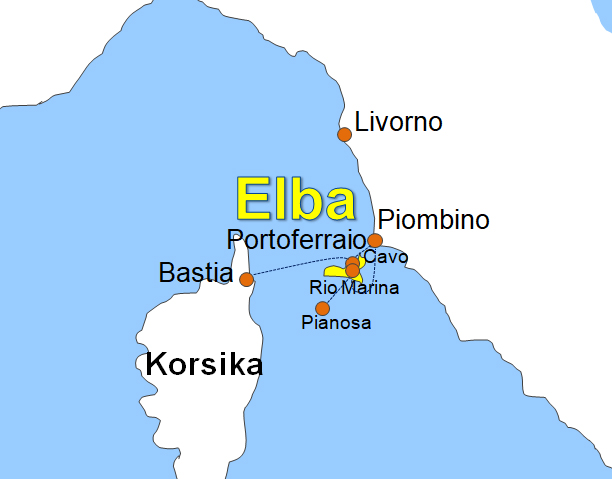 Karte Fhren von und nach Elba