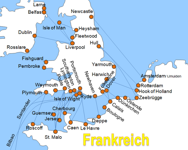Karte Fhren von und nach Portsmouth