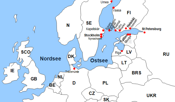Karte Fhren von Tallinn nach Stockholm