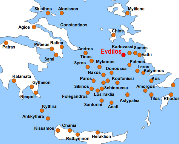 Karte Fhren von und nach Evdilos