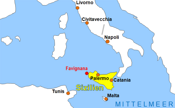 Karte Fhren von und nach Favignana