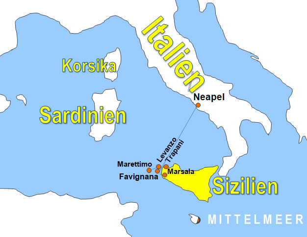 Karte Fhren von und nach Favignana
