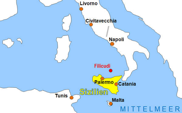 Karte Fhren von und nach Filicudi