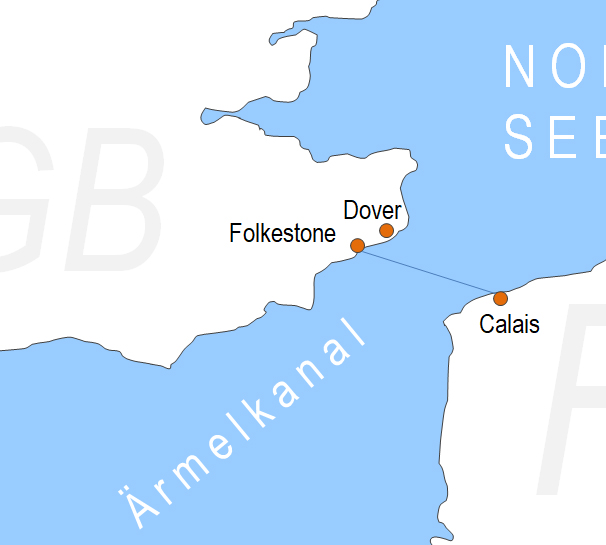 Karte Fhren von und nach Folkestone