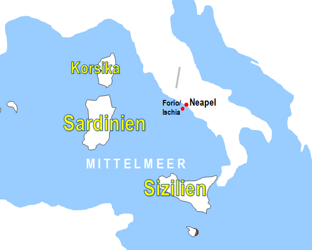 Karte Fhren von und nach Forio