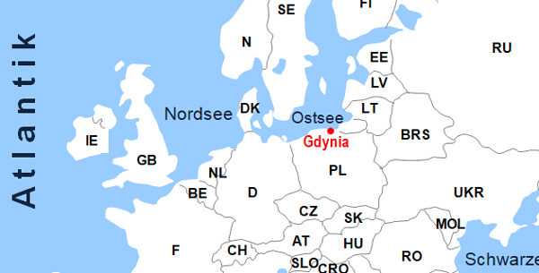 Karte Fhren von und nach Gdynia